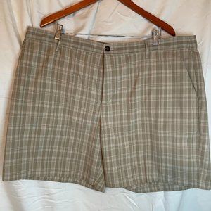 Adidas Taupe Plaid Casual Shorts 42 Waist